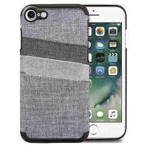 Case Cuero Vegano iPhone 7-Protección Grado Militar- Grey w/ Slots